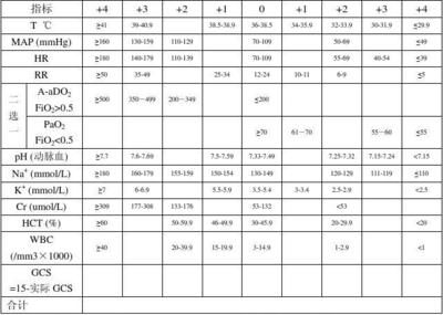 危重评分apacheii分级,危重病人apache评分